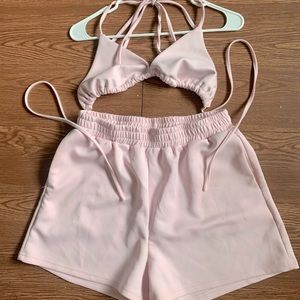 Baby pink bikini and shorts<3